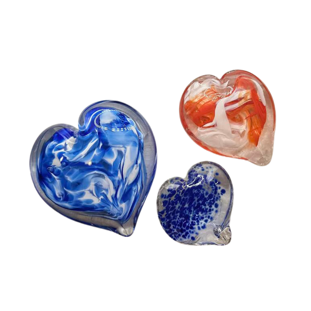 C Glass Heart Paper Weight