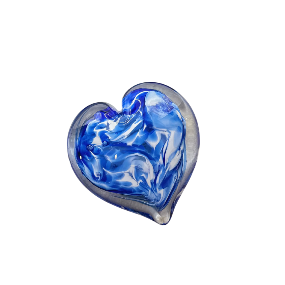 C Glass Heart Paper Weight
